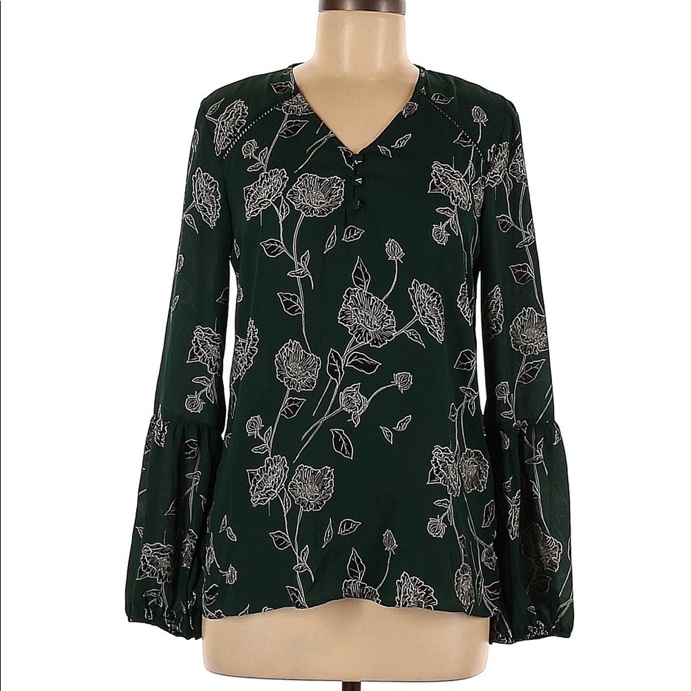 Floral green work blouse